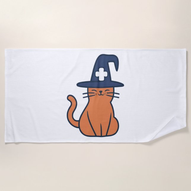 Celebrate Fall mit Feline Drehung - One Spooky Nu Strandtuch (Vorderseite)