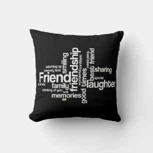 Celebrate Friendship Black Square Pillow Kissen