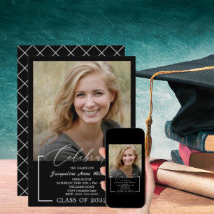 Celebrate-Geschlossen Foto-Klasse Schwarz-weiß in Einladung