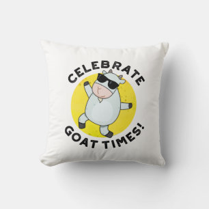 Celebrate Goat Times Positive Animal Puff Kissen