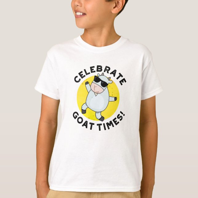 Celebrate Goat Times Positive Animal Puff T-Shirt (Vorderseite)