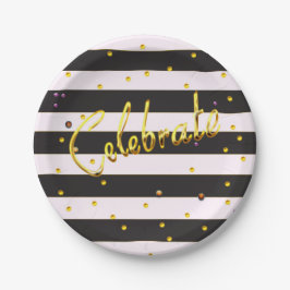 Celebrate Gold Foil Black Strip Teller