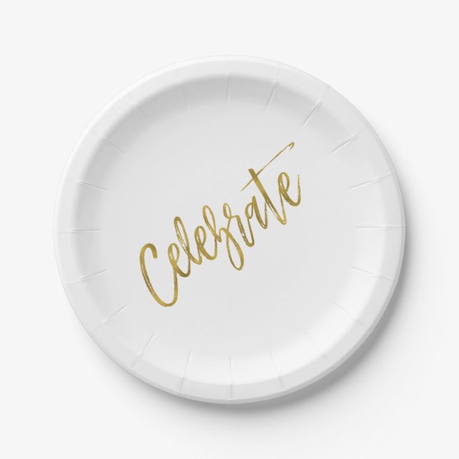 Celebrate Gold Foil Pappteller (Vorderseite)