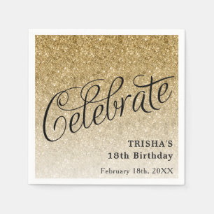 Celebrate Gold Glitzer Personalisiert Serviette