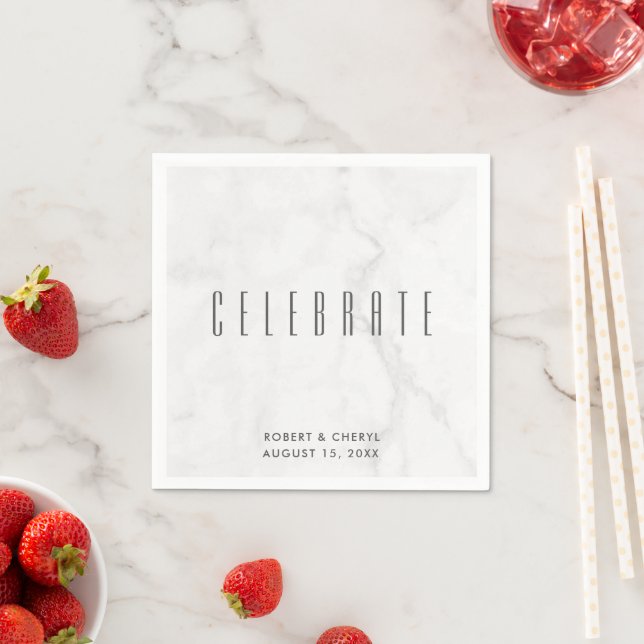 Celebrate Gray Marble Wedding Paper Napkins Serviette (Beispiel)