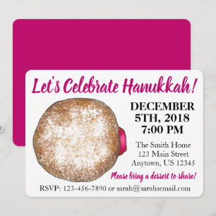 Celebrate Hanukkah Jelly Donut Jewish Holidays Einladung