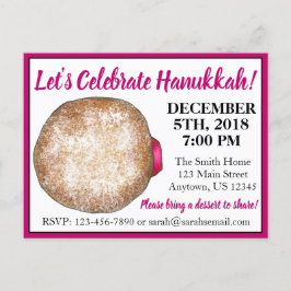 Celebrate Hanukkah Jelly Donut Jewish Holidays Einladungspostkarte