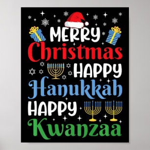Celebrate Happy Merry Christmas Happy Hanukkah Hap Poster