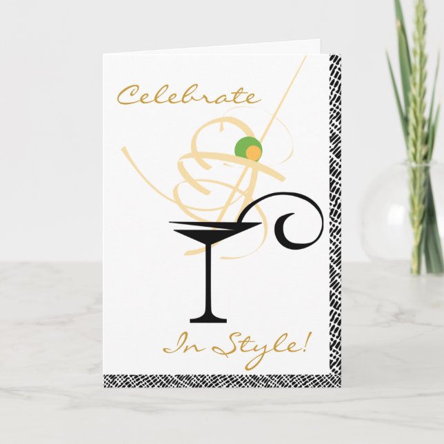 Celebrate In Style Martini Swirl Happy Birthday Karte (Vorderseite)