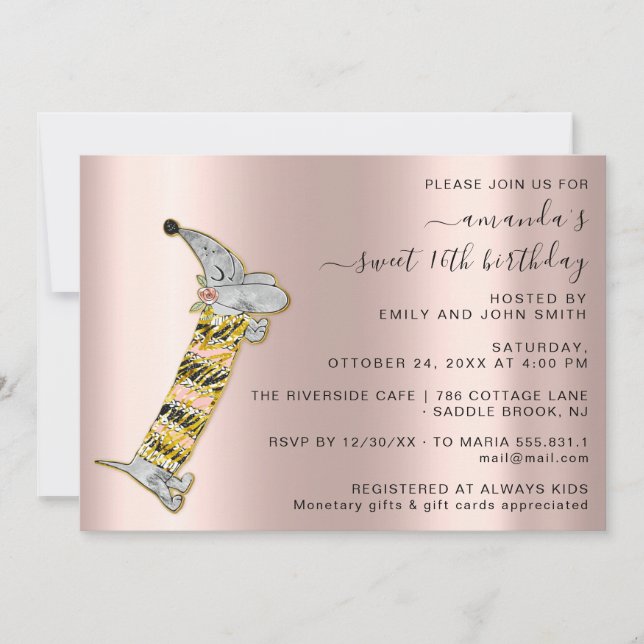 Celebrate in Style mit Rose Niedlich Dog Sweet 16. Einladung (Vorderseite)