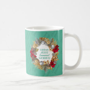 CELEBRATE JESUS Minze Green Christmas Monogram Kaffeetasse