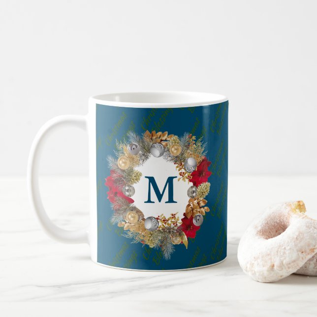 CELEBRATE JESUS Weihnachtskranz CUSTOM Ocean Blue Kaffeetasse (Mit Donut)