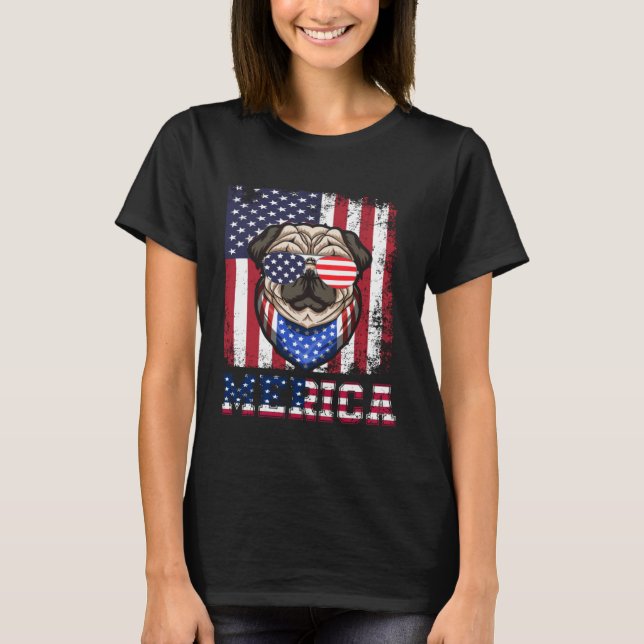 Celebrate July 4th in Style with American Pug T-Shirt (Vorderseite)
