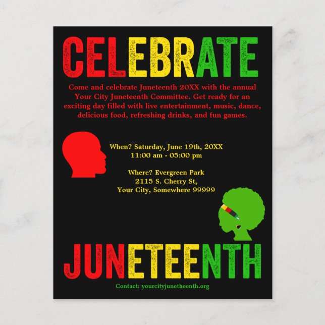 Celebrate Juneteente Freedom Day Rot Gelb Grün Flyer (Vorne)
