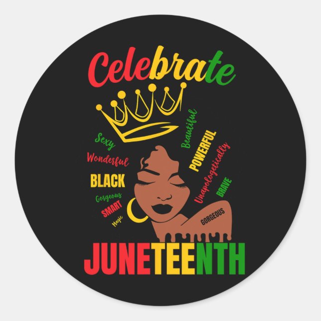 Celebrate Juneteenth 1865 Black History Month Wome Runder Aufkleber (Vorderseite)