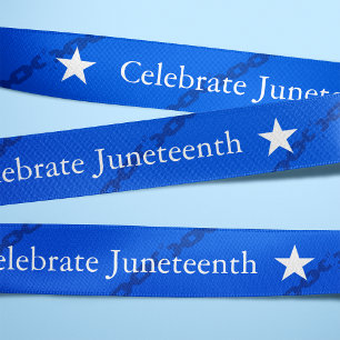 Celebrate Juneteenth Broken Chains Blue Satinband