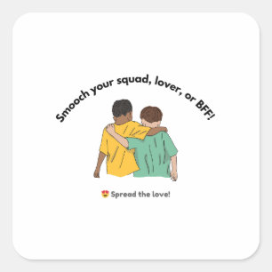 Celebrate Kiss Your Mate Day Quadratischer Aufkleber