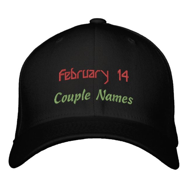 Celebrate Love February 14 Romantic Couple Names Bestickte Baseballkappe (Vorderseite)