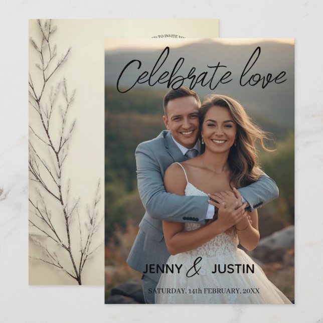 Celebrate Love Personalized Simple Modern wedding Einladung (Vorne/Hinten)