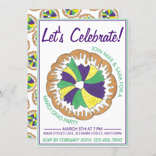 Celebrate Mardi Gras Carnival Party King Cake Einladung