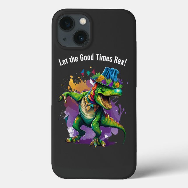 Celebrate Mardi Gras mit Dancing T Rex Dinosaurier Case-Mate iPhone Hülle (Rückseite)
