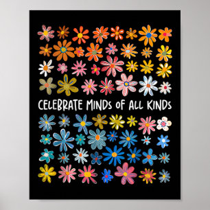 Celebrate Minds aller Art Blume Neurodiversit Poster