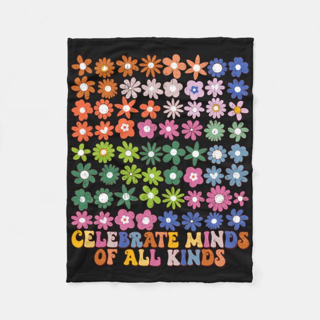 Celebrate Minds aller Art Groovy Blume Autismus Fleecedecke (Vorderseite)