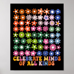 Celebrate Minds aller Art Groovy Blume Autismus Poster