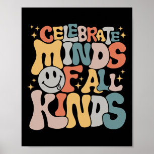 Celebrate Minds aller Art von Autismus im Bereich Poster