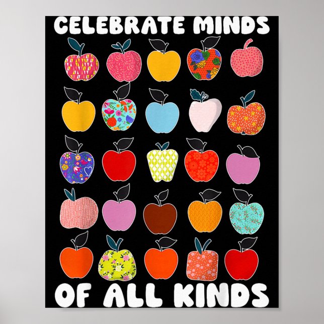 Celebrate Minds Of All Kinds Folk Art S Sped Teach Poster (Vorne)