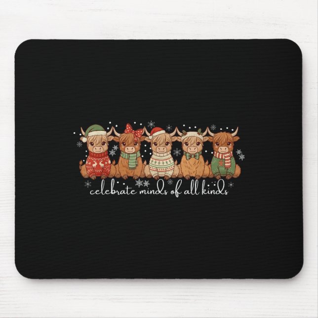 Celebrate Minds Of All Kinds Highland Cow Sped Tea Mousepad (Vorne)