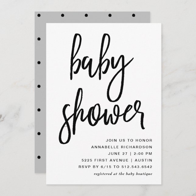 Celebrate | Moderne Typografie Babydusche Einladung (Vorne/Hinten)