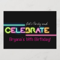 CELEBRATE Neon Glow Lights Rave Party Einladung