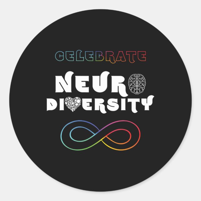 Celebrate Neurodiversity Rainbow Infinity Autisa Runder Aufkleber (Vorderseite)