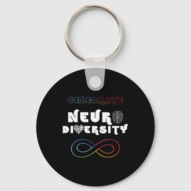 Celebrate Neurodiversity Rainbow Infinity Autisa Schlüsselanhänger (Vorderseite)