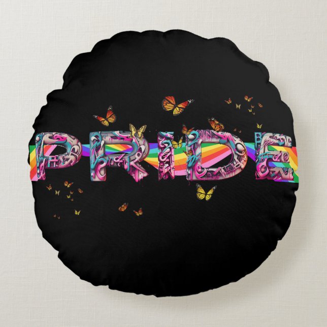 Celebrate Pride Rundes Kissen (Vorderseite)