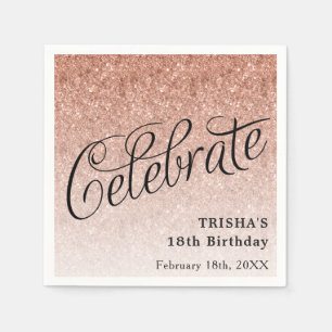 Celebrate Rose Gold Glitzer Personalisiert Serviette