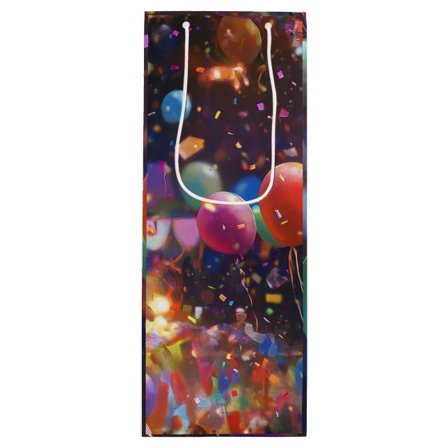 Celebrate & Sip - Birthday Balloon Weinbeutel Geschenktüte Für Weinflaschen (Vorderseite)