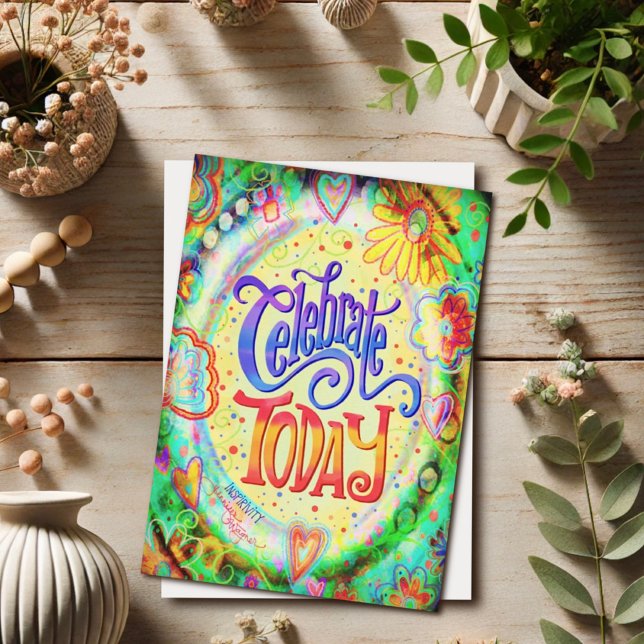 Celebrate Today Hübsch floral trendy Yellow Karte (Von Creator hochgeladen)