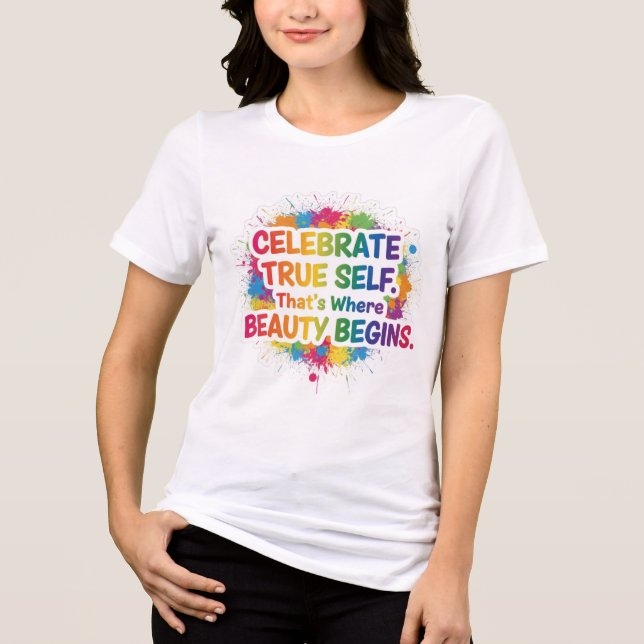 Celebrate True Self Sticker Tri-Blend Shirt (Vorderseite)