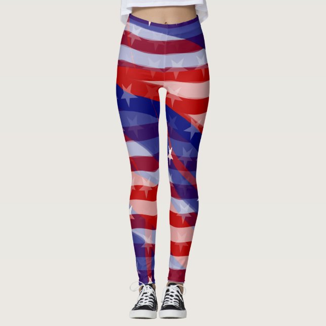 Celebrate US Flagge Leggings (Vorderseite)