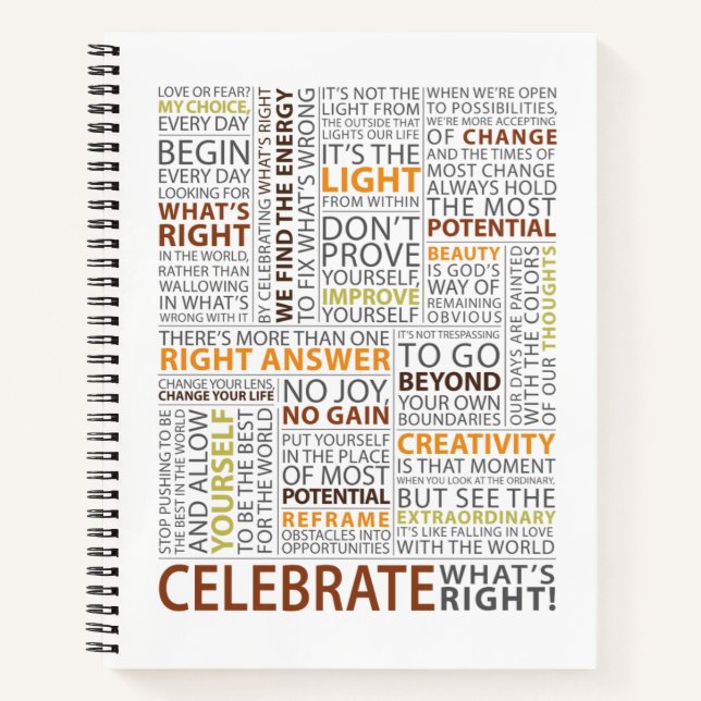 Celebrate What's Right 8.5x11 Notebook - Lined Notizbuch (Vorderseite)
