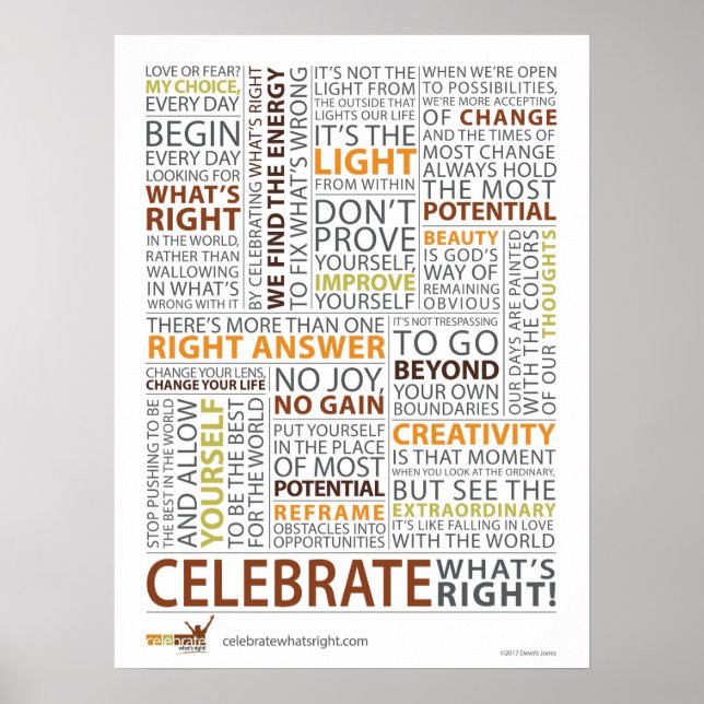 Celebrate What's Right Poster 18"x24" (Vorne)