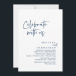 Celebrate with us, Modern Wedding Reception Einladung<br><div class="desc">Elegantly announce your happily ever after with our modern navy blue theme wedding elopement celebration invitation card, "Celebrate with us". Tailored for couples continuing their love story, this invitation strikes a perfect balance of sophistication and charm, setting the scene for an unforgettable event. Featuring a modern contemporary script design, it...</div>