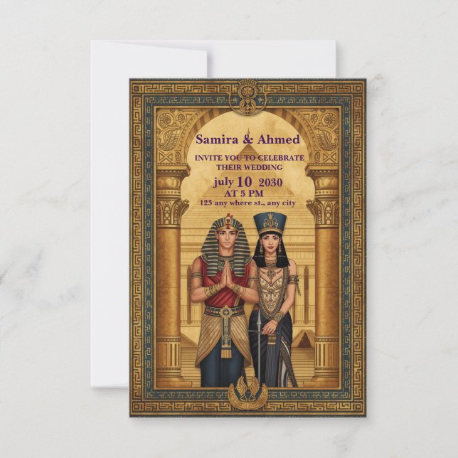 Celebrate Your Love with an Egyptian Pharaoh Weddi Dankeskarte (Vorderseite)