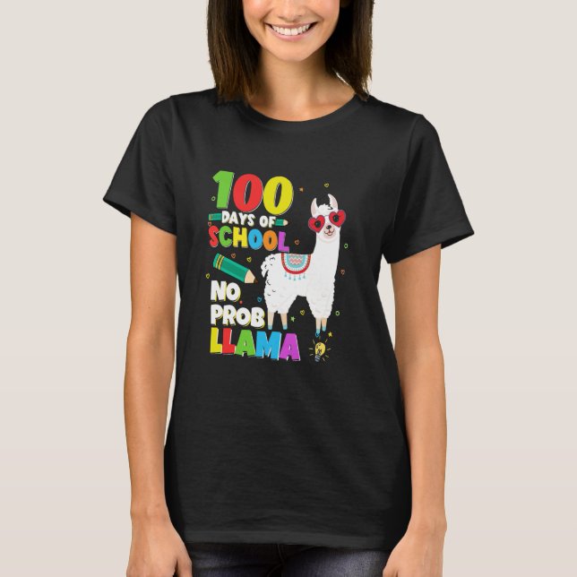 Celebrating 100 Days Of School NoProb Llama Kids T T-Shirt (Vorderseite)