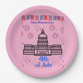 Celebrating 4th of July light pink Pappteller