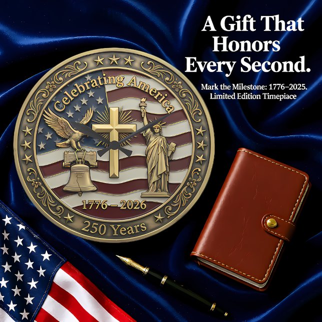 Celebrating America 250 Years Patriotic Große Wanduhr (Von Creator hochgeladen)