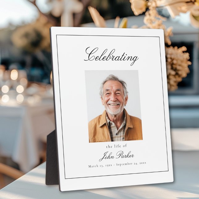 "Celebrating Life of" Photo Funeral Memorial  Fotoplatte ("Celebrating Life of" Photo Funeral Memorial Plaque)