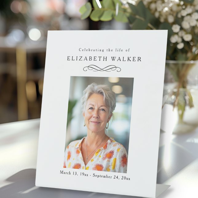 "Celebrating Life of" Photo Funeral Memorial  Sockelschild ("Celebrating Life of" Photo Funeral Memorial Pedestal Sign)